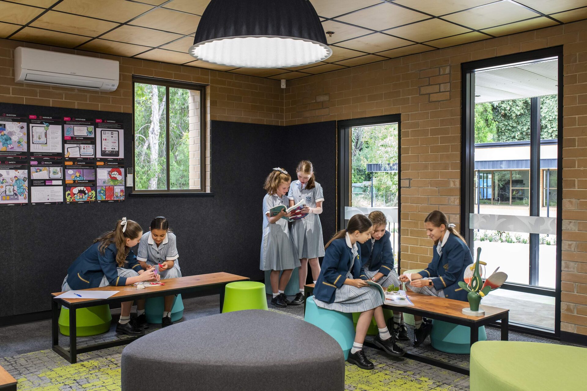 Loreto College Old Scholars Science Centre, students in classroom adjacent outdoor learning