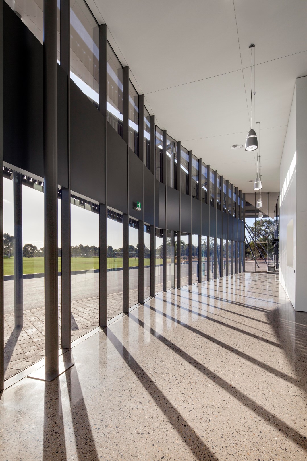 Thebarton Community Centre, interior corridor north west shadow details
